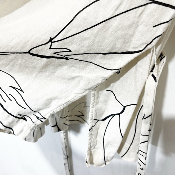 Banana Republic Linen Blend Tie-Waist Top Stone Washed Career Office Size XL - Picture 11 of 11